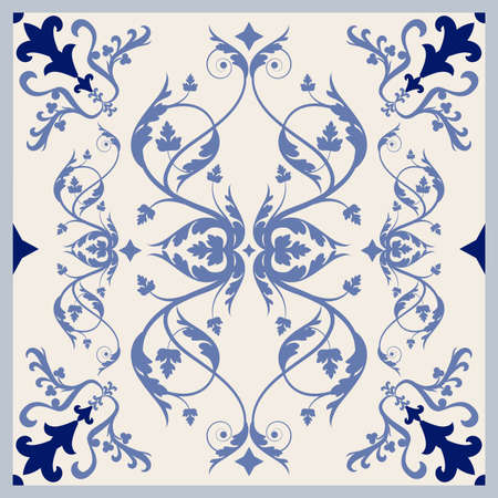 Illustrated ceramic hydraulic tile typical of Spain, Italy and Portugalのイラスト素材