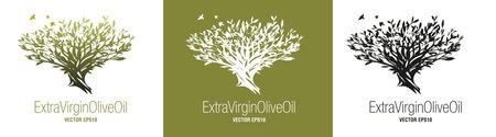 Olive Tree. Extra virgin olive oil symbol. Symbol of culture and Mediterranean food.のイラスト素材
