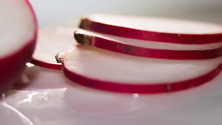 Fresh sliced radish. Red radishの写真素材