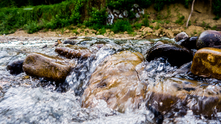 small waterfall of river in Krasnodarの写真素材