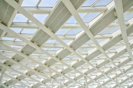 Building with iron structure and giant glass in Chinaの写真素材