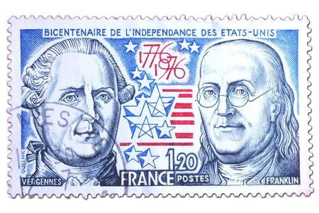 old postale stamp with motiv 200 years independece of united states of amerikaの写真素材