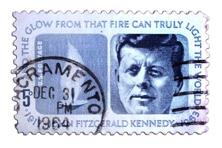 postal stamp from year 1964 with john f kennedy as motivの写真素材