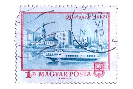 closeup image of postal stamp from hungaryの写真素材