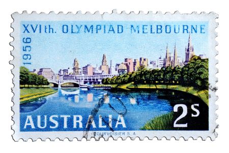 closeup image of postal stamp from australiaのeditorial素材