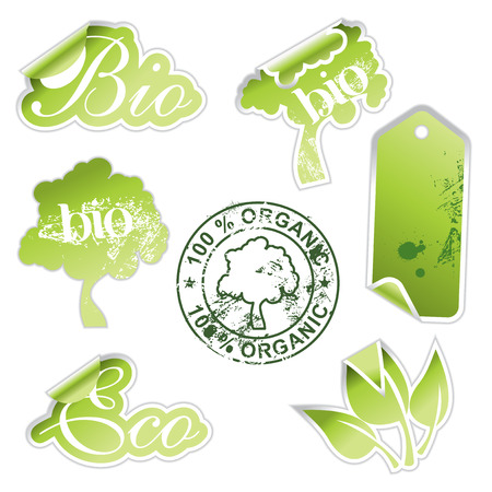 green eco stickersのイラスト素材