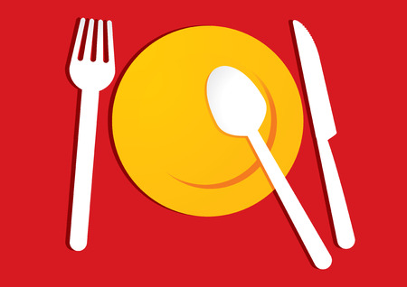 yellow plate on red backgroundのイラスト素材