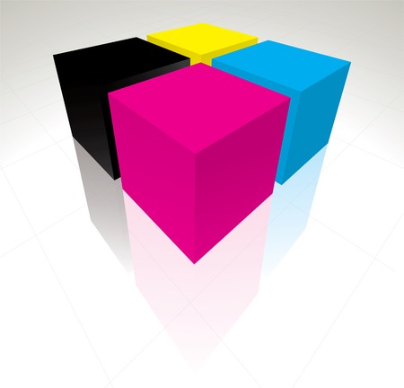 3D CMYK cubes  illustrationのイラスト素材