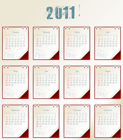 2011 calendar with a blanknote paperのイラスト素材