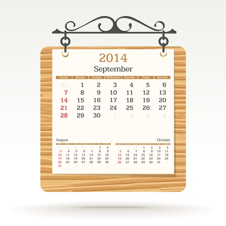 september 2014 - calendar - vector illustrationのイラスト素材
