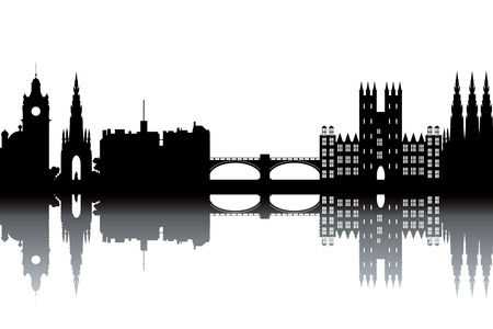 Edinburgh skyline - black and white vector illustrationのイラスト素材