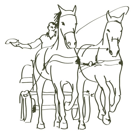 hand drawn horses - vector illustrationのイラスト素材