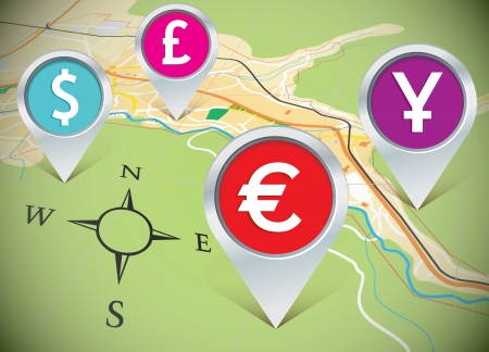 map with pins - vector illustrationのイラスト素材