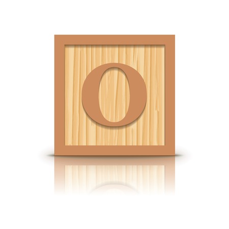 Letter O wooden alphabet block - vector illustrationのイラスト素材