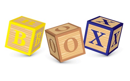 BOX written with alphabet blocks - vector illustrationのイラスト素材