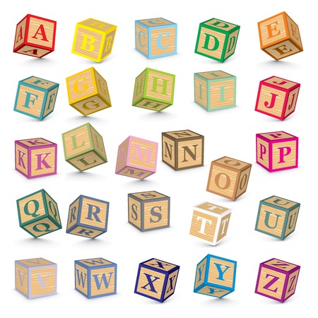 Alphabet written with blocks - vector illustrationのイラスト素材