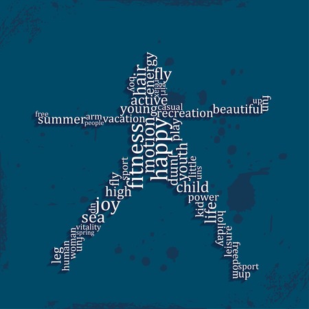 Jumping people silhouette made with words - vector illustrationのイラスト素材