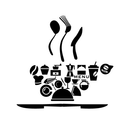 Coffee cup made with icons - vector illustrationのイラスト素材