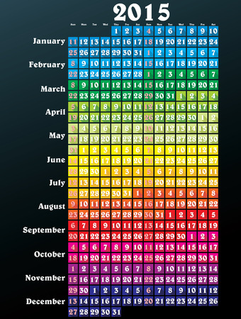 2015 calendar with flat numbers and long shadowsのイラスト素材