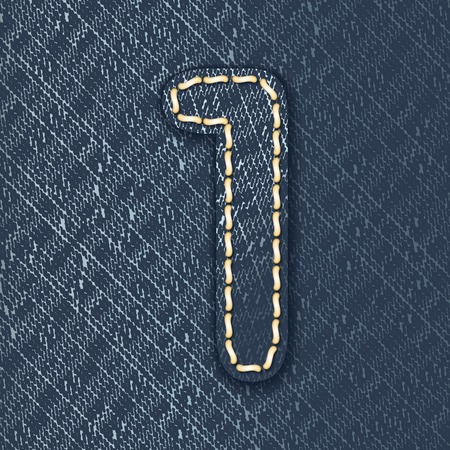 Number 1 made from jeans fabricのイラスト素材