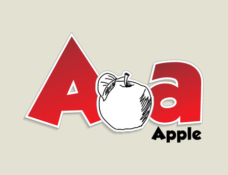 Fruits and vegetables alphabet - letter A - vector eps 10 illustrationのイラスト素材