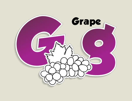 Fruits and vegetables alphabet - letter G - vector eps 10 illustrationのイラスト素材