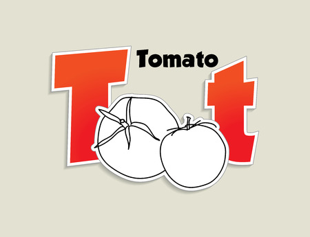 Fruits and vegetables alphabet - letter T - vector eps 10 illustrationのイラスト素材