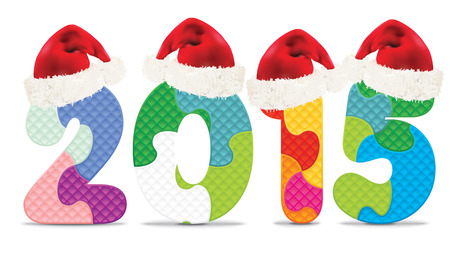 2015 made from alphabet puzzle with christmas hats のイラスト素材