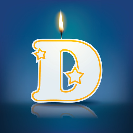 Candle letter D with flame - eps 10 vector illustrationのイラスト素材