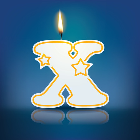 Candle letter X with flame - eps 10 vector illustrationのイラスト素材