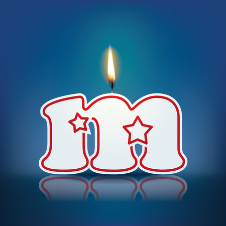 Candle letter m with flame - eps 10 vector illustrationのイラスト素材