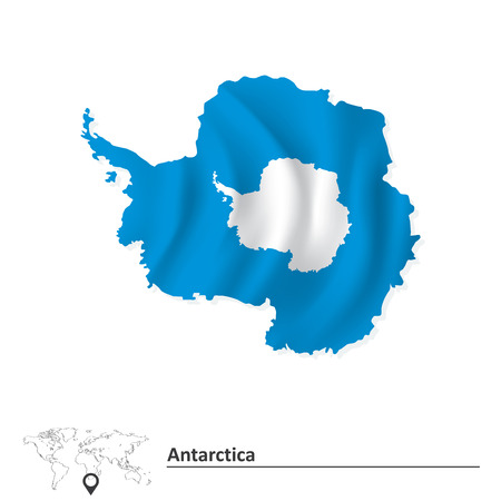 Map of Antarctica with flag - vector illustrationのイラスト素材