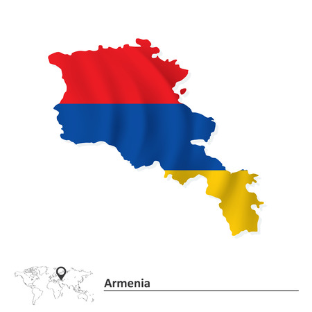 Map of Armenia with flag - vector illustrationのイラスト素材