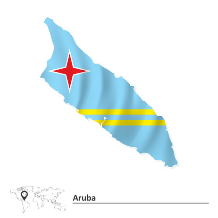 Map of Aruba with flag - vector illustrationのイラスト素材