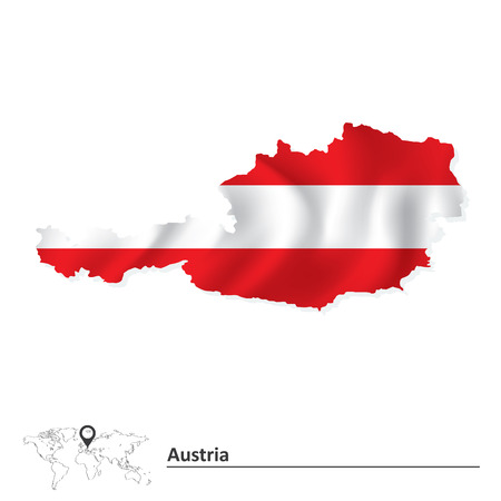 Map of Austria with flag - vector illustrationのイラスト素材
