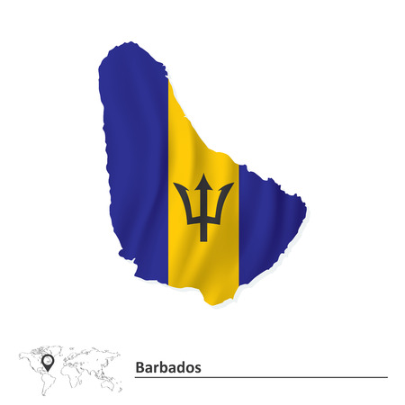 Map of Barbados with flag - vector illustrationのイラスト素材