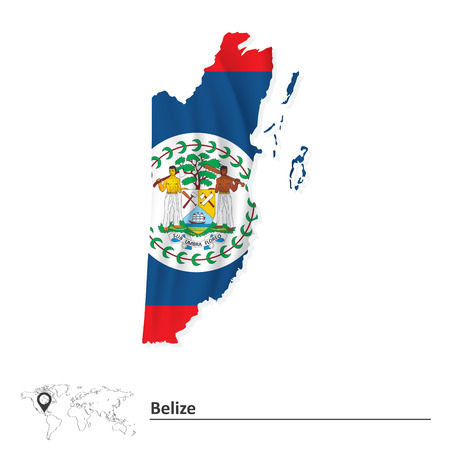 Map of Belize with flag - vector illustrationのイラスト素材