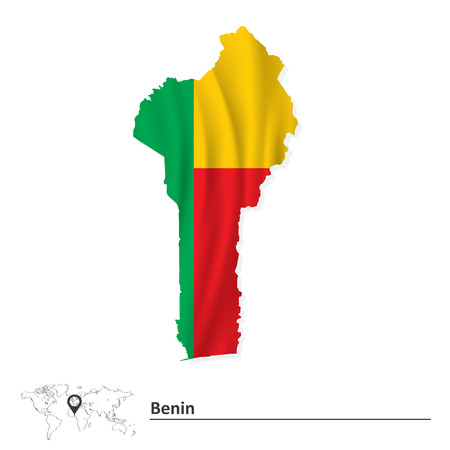 Map of Benin with flag - vector illustrationのイラスト素材