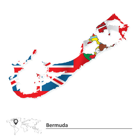 Map of Bermuda with flag - vector illustrationのイラスト素材
