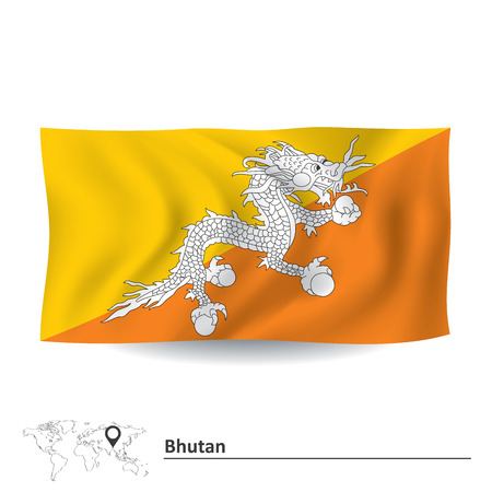 Flag of Bhutan - vector illustrationのイラスト素材