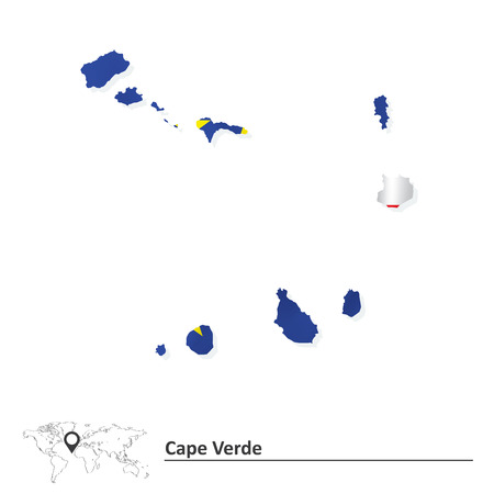 Map of Cape Verde with flag - vector illustrationのイラスト素材