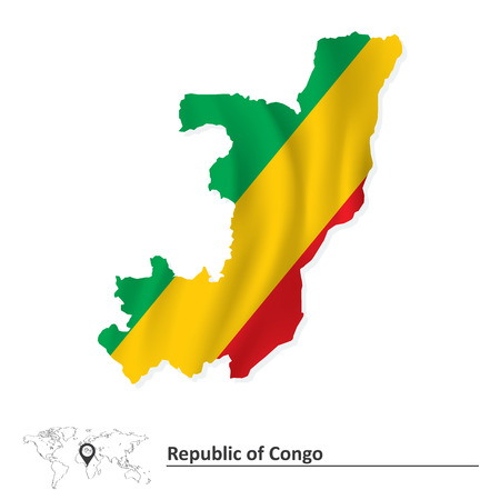 Map of Republic of Congo with flag - vector illustrationのイラスト素材