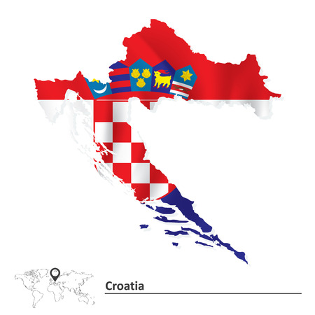 Map of Croatia with flag - vector illustrationのイラスト素材