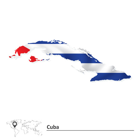 Map of Cuba with flag - vector illustrationのイラスト素材