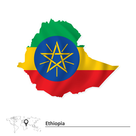 Map of Ethiopia with flag - vector illustrationのイラスト素材