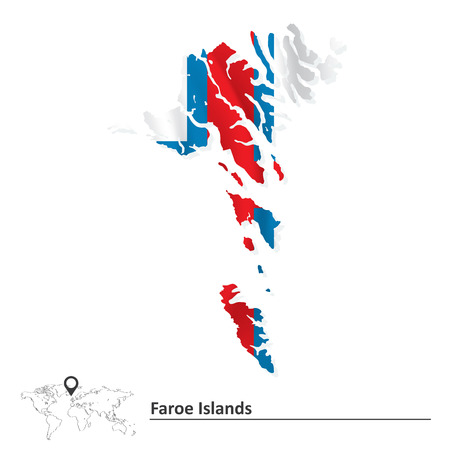 Map of Faroe Islands with flag - vector illustrationのイラスト素材