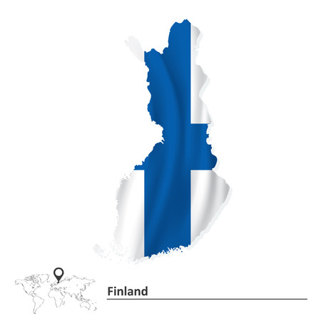 Map of Finland with flag - vector illustrationのイラスト素材