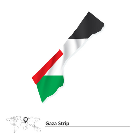 Map of Gaza Strip with flag - vector illustrationのイラスト素材