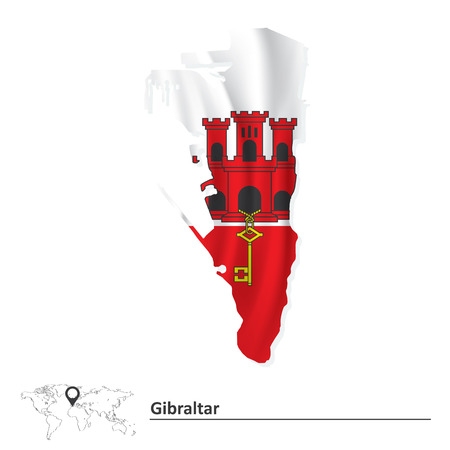 Map of Gibraltar with flag - vector illustrationのイラスト素材