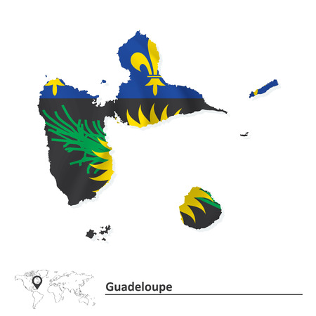 Map of Guadeloupe with flag - vector illustrationのイラスト素材